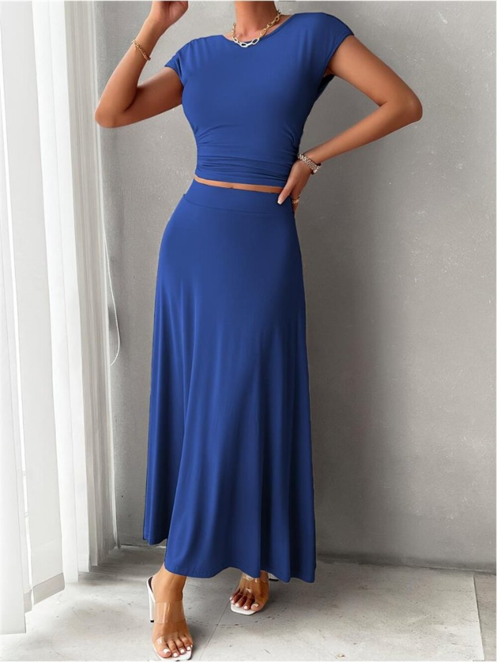 NWT Blue Two Piece Skirt Set Summer Outfit
